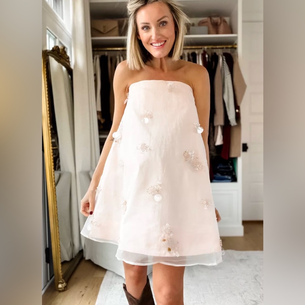 Maeve Strapless Scattered Embellished Mini Dress